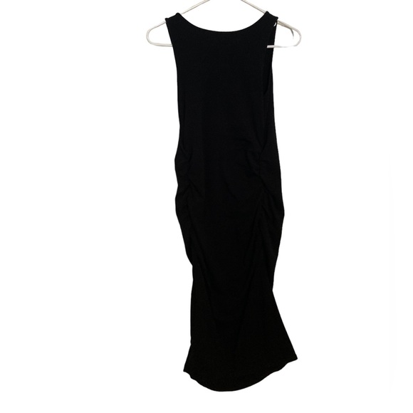 Women’s Isabel Maternity Black Sleeveless Stretchy Midi Dress W/ Ruching. Size S - Picture 3 of 6